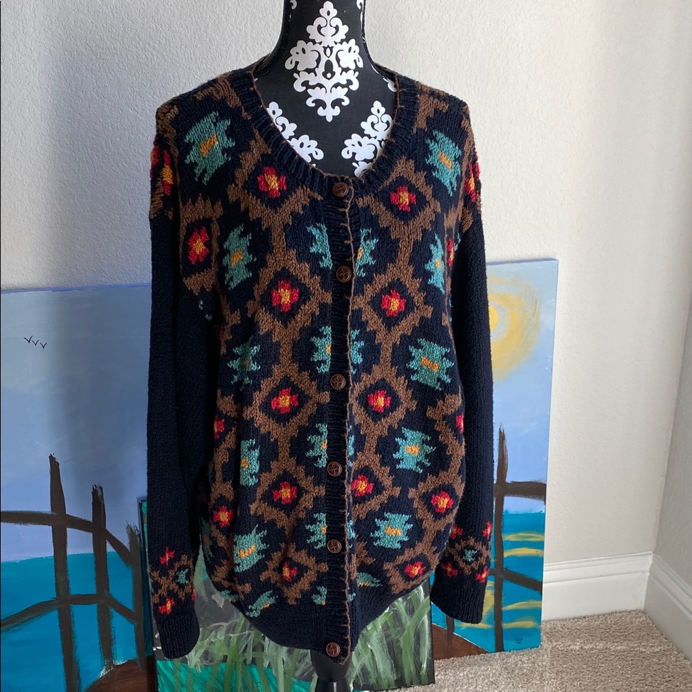 Liz Claiborne Multicolor Patterned Cardigan